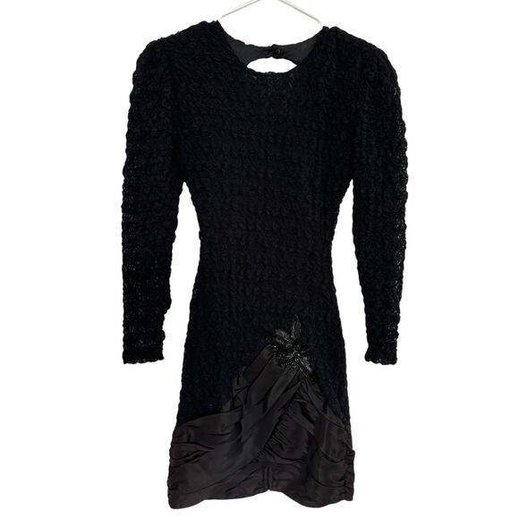 Vintage 80's Diamond's Run by Wayne Diamond sequin beaded black dress X-Small - Picture 16 of 16